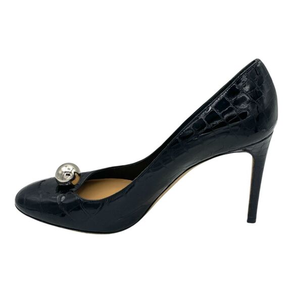 Sergio Rossi Grazie Sergio Sphere Embellished Pumps Black Croc Silver 40 - Picture 9 of 16